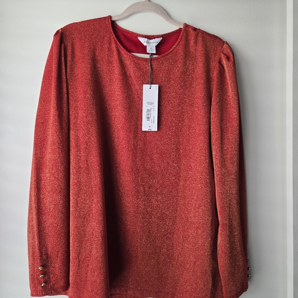 Liz Claiborne Vibrant Red Blouse Size XLarge